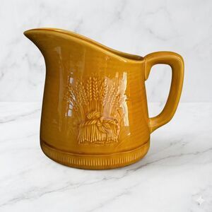 Vintage Franciscan Coronado Swirl Wheat Sheaf Pitcher Glossy Amber Autumn Gold
